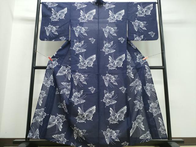 平和屋着物∴夏物　浴衣　綿絽　舞蝶文　綿　逸品　CABJ0397ng