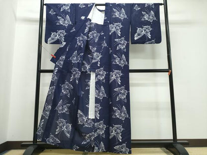 平和屋着物∴夏物　浴衣　綿絽　舞蝶文　綿　逸品　CABJ0397ng