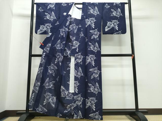 平和屋着物∴夏物　浴衣　綿絽　舞蝶文　綿　逸品　CABJ0397ng