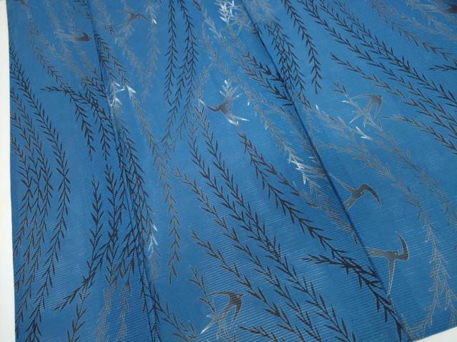 平和屋着物∴夏物　浴衣　綿絽　燕　枝垂れ柳　綿　逸品　CABJ0399ng