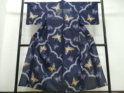 平和屋着物∴夏物　浴衣　綿絽　立波舞蝶文　綿　逸品　CABJ0400ng