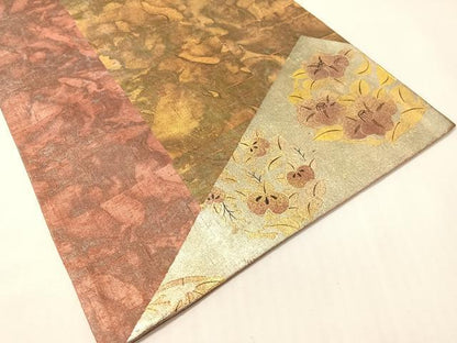 平和屋着物●六通柄袋帯　手描き　紬地　切嵌花文　金銀彩　正絹　逸品　CABJ0406vp