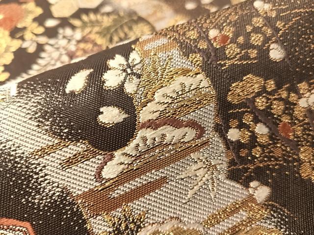 平和屋着物●西陣の名門　加納幸謹製　六通柄袋帯　唐織　雲取り吉祥花文　金糸　正絹　逸品　CABJ0407vp