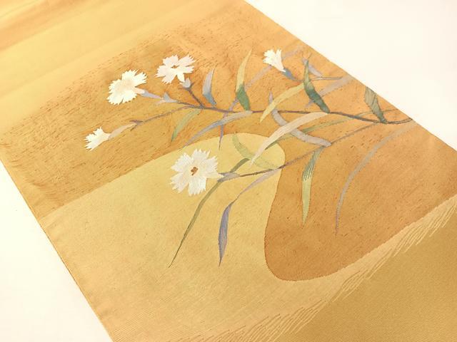 平和屋着物●太鼓柄袋帯　すくい織　撫子　正絹　逸品　未使用　CABJ0410vp