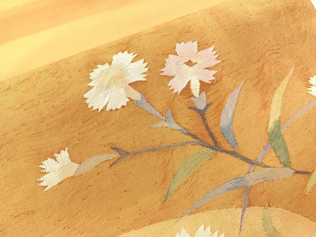 平和屋着物●太鼓柄袋帯　すくい織　撫子　正絹　逸品　未使用　CABJ0410vp