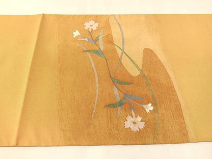 平和屋着物●太鼓柄袋帯　すくい織　撫子　正絹　逸品　未使用　CABJ0410vp