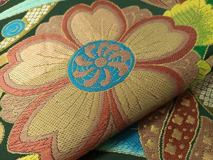 平和屋着物●六通柄袋帯　唐織　草花文　金糸　正絹　逸品　CABJ0414vp