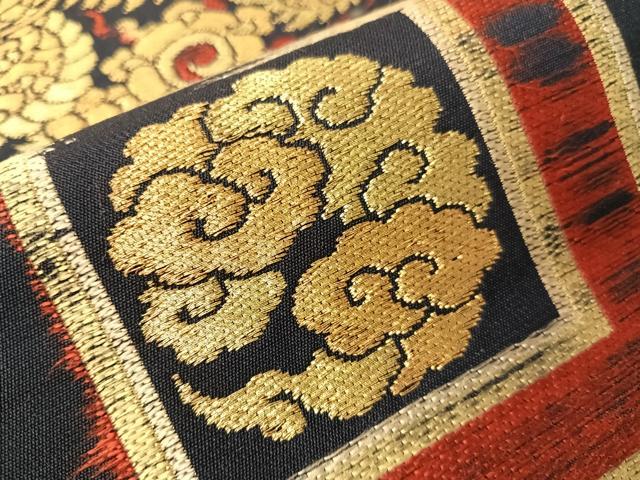 平和屋着物●アンティーク　大正ロマン　九寸名古屋帯　雲龍　金糸　正絹　逸品　CABJ0416vp