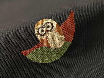 平和屋着物●九寸名古屋帯 ミミズク 黒地 正絹 逸品 CABJ0417vp
