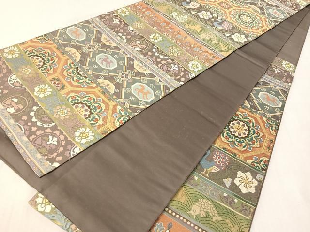平和屋着物●六通柄袋帯　唐織　名物裂　金糸　正絹　逸品　CABJ0419vp