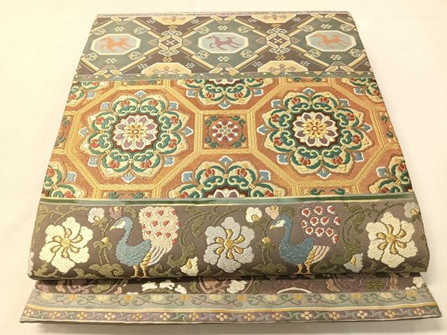 平和屋着物●六通柄袋帯　唐織　名物裂　金糸　正絹　逸品　CABJ0419vp