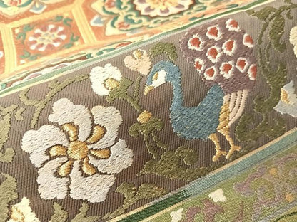 平和屋着物●六通柄袋帯　唐織　名物裂　金糸　正絹　逸品　CABJ0419vp
