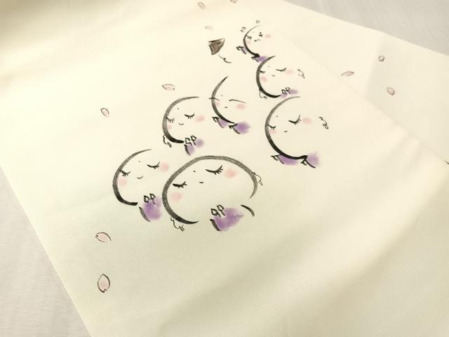 平和屋着物●塩瀬　九寸名古屋帯　手描き　人物文　正絹　逸品　CABJ0422vp