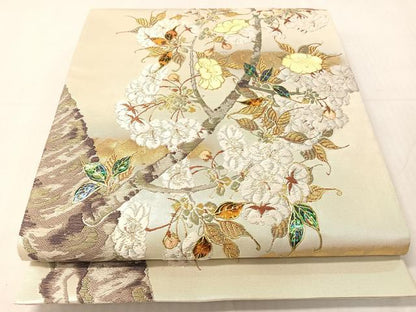 平和屋着物●西陣　浅山織物謹製　螺鈿　袋帯　唐織　真珠　苑遊　枝花文　本金箔　さが美扱い　正絹　逸品　CABJ0423vp