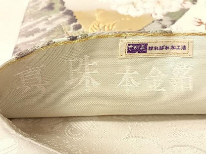 平和屋着物●西陣　浅山織物謹製　螺鈿　袋帯　唐織　真珠　苑遊　枝花文　本金箔　さが美扱い　正絹　逸品　CABJ0423vp