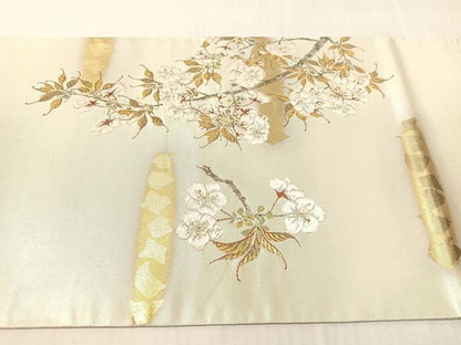平和屋着物●西陣　浅山織物謹製　螺鈿　袋帯　唐織　真珠　苑遊　枝花文　本金箔　さが美扱い　正絹　逸品　CABJ0423vp