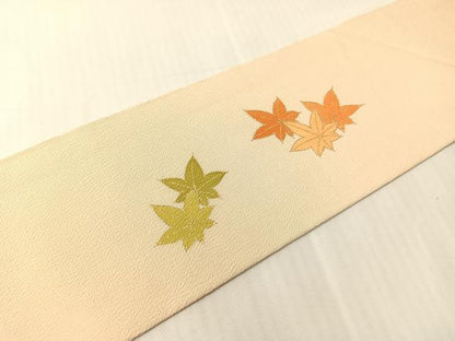 平和屋着物●銀座　志ま亀　九寸名古屋帯　楓文　金彩　鬼しぼ縮緬　正絹　逸品　CABJ0424vp