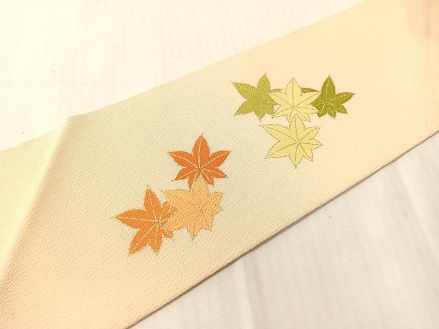 平和屋着物●銀座　志ま亀　九寸名古屋帯　楓文　金彩　鬼しぼ縮緬　正絹　逸品　CABJ0424vp