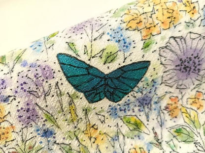 平和屋着物●九寸名古屋帯　手描き　花蝶文　正絹　逸品　CABJ0431vp