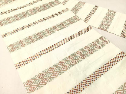 平和屋着物●九寸名古屋帯　横段花文　正絹　逸品　CABJ0433vp