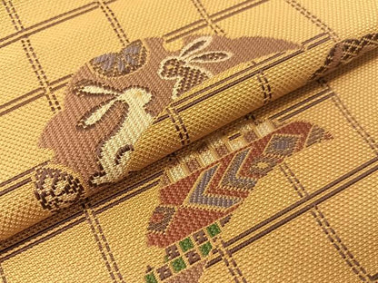 平和屋着物●本場筑前博多織　八寸名古屋帯　雪芝兎文　正絹　逸品　CABJ0435vp
