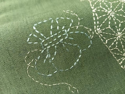 平和屋着物●総刺繍　刺し子　九寸名古屋帯　紬地　宝尽くし菱文　正絹　逸品　CABJ0442vp