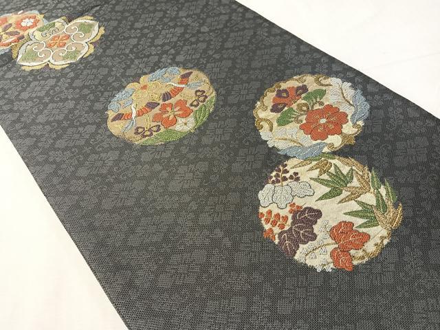 平和屋着物▽西陣　六通柄袋帯　スリーシーズン　春夏秋　桐丸華文　金糸　証紙付き　正絹　逸品　CABJ0444vp