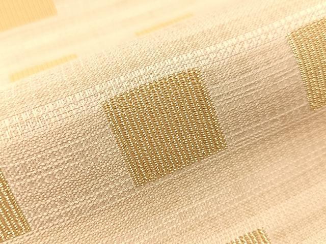 平和屋着物●九寸名古屋帯　変わり市松文様　金糸　正絹　逸品　CABJ0447vp