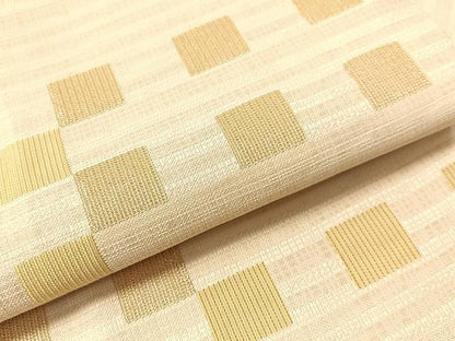 平和屋着物●九寸名古屋帯　変わり市松文様　金糸　正絹　逸品　CABJ0447vp