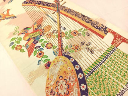 平和屋着物●龍村晋謹製　六通柄袋帯　天平威楽錦　金銀糸　正絹　逸品　CABJ0448vp