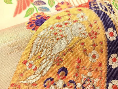 平和屋着物●龍村晋謹製　六通柄袋帯　天平威楽錦　金銀糸　正絹　逸品　CABJ0448vp