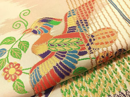 平和屋着物●龍村晋謹製　六通柄袋帯　天平威楽錦　金銀糸　正絹　逸品　CABJ0448vp
