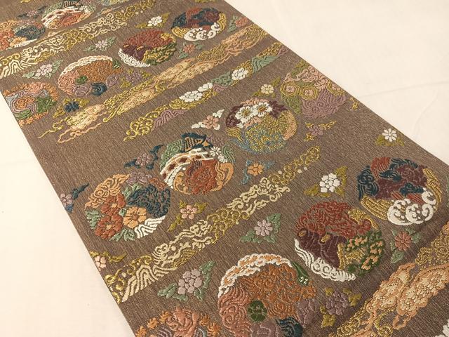 平和屋着物●六通柄京袋帯　唐織　吉祥花丸文　金糸　名古屋三越扱い　正絹　逸品　CABJ0450vp