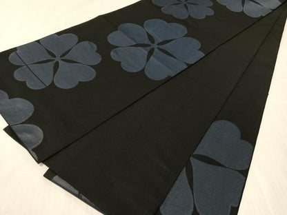 平和屋着物●西陣　六通柄　本袋帯　舞花文　黒地　正絹　逸品　CABJ0451vp
