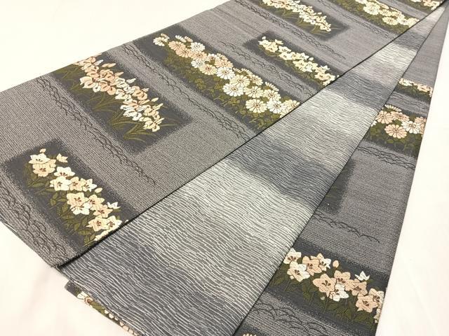 平和屋着物●両面　六通柄袋帯　唐織　横段花文　金糸　正絹　逸品　CABJ0460vp