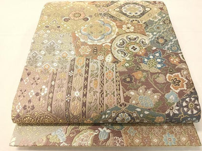 平和屋着物●六通柄袋帯　唐織　切嵌更紗吉祥文　金糸　正絹　逸品　未使用　CABJ0462vp