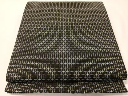 平和屋着物●全通柄袋帯　格子柄　黒地　銀糸　正絹　逸品　CABJ0466vp