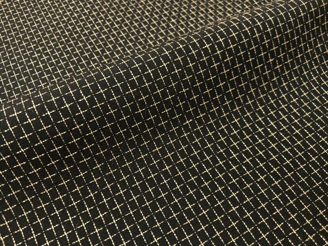 平和屋着物●全通柄袋帯　格子柄　黒地　銀糸　正絹　逸品　CABJ0466vp