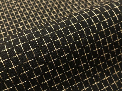 平和屋着物●全通柄袋帯　格子柄　黒地　銀糸　正絹　逸品　CABJ0466vp