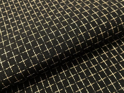 平和屋着物●全通柄袋帯　格子柄　黒地　銀糸　正絹　逸品　CABJ0466vp