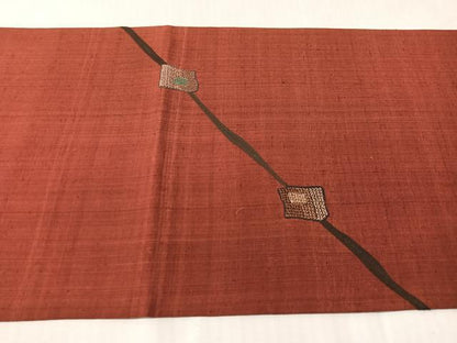 平和屋着物●中国三大刺繍　スワトウ刺繍　総刺繍　太鼓柄袋帯　紬地　吉祥文　金糸　正絹　逸品　CABJ0467vp