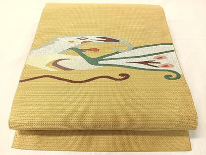 平和屋着物●八寸名古屋帯　綴れ　抽象文　銀糸　正絹　逸品　CABJ0468vp
