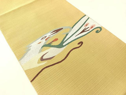 平和屋着物●八寸名古屋帯　綴れ　抽象文　銀糸　正絹　逸品　CABJ0468vp