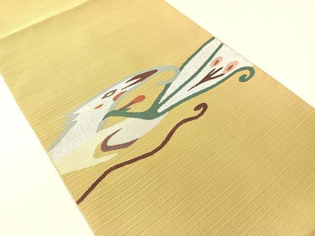 平和屋着物●八寸名古屋帯　綴れ　抽象文　銀糸　正絹　逸品　CABJ0468vp