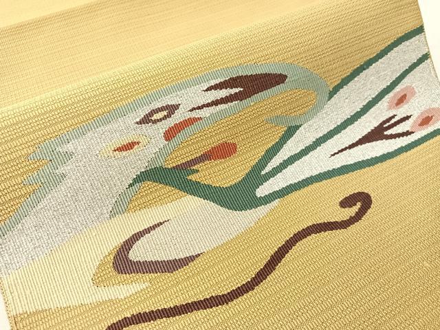 平和屋着物●八寸名古屋帯　綴れ　抽象文　銀糸　正絹　逸品　CABJ0468vp