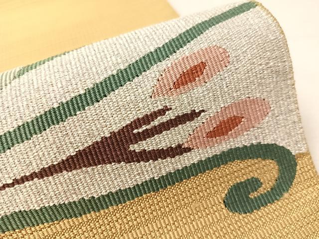 平和屋着物●八寸名古屋帯　綴れ　抽象文　銀糸　正絹　逸品　CABJ0468vp