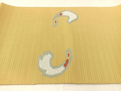 平和屋着物●八寸名古屋帯　綴れ　抽象文　銀糸　正絹　逸品　CABJ0468vp