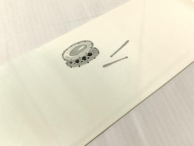 平和屋着物●塩瀬　九寸名古屋帯　手描き　人物風景文　正絹　逸品　CABJ0470vp
