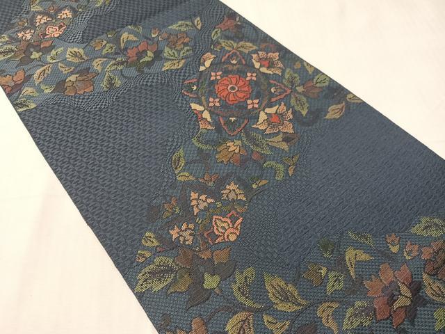 平和屋着物●本場筑前博多織　八寸名古屋帯　道長更紗文　正絹　逸品　CABJ0471vp