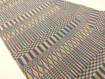 平和屋着物●八寸名古屋帯　幾何学文様　正絹　逸品　CABJ0472vp